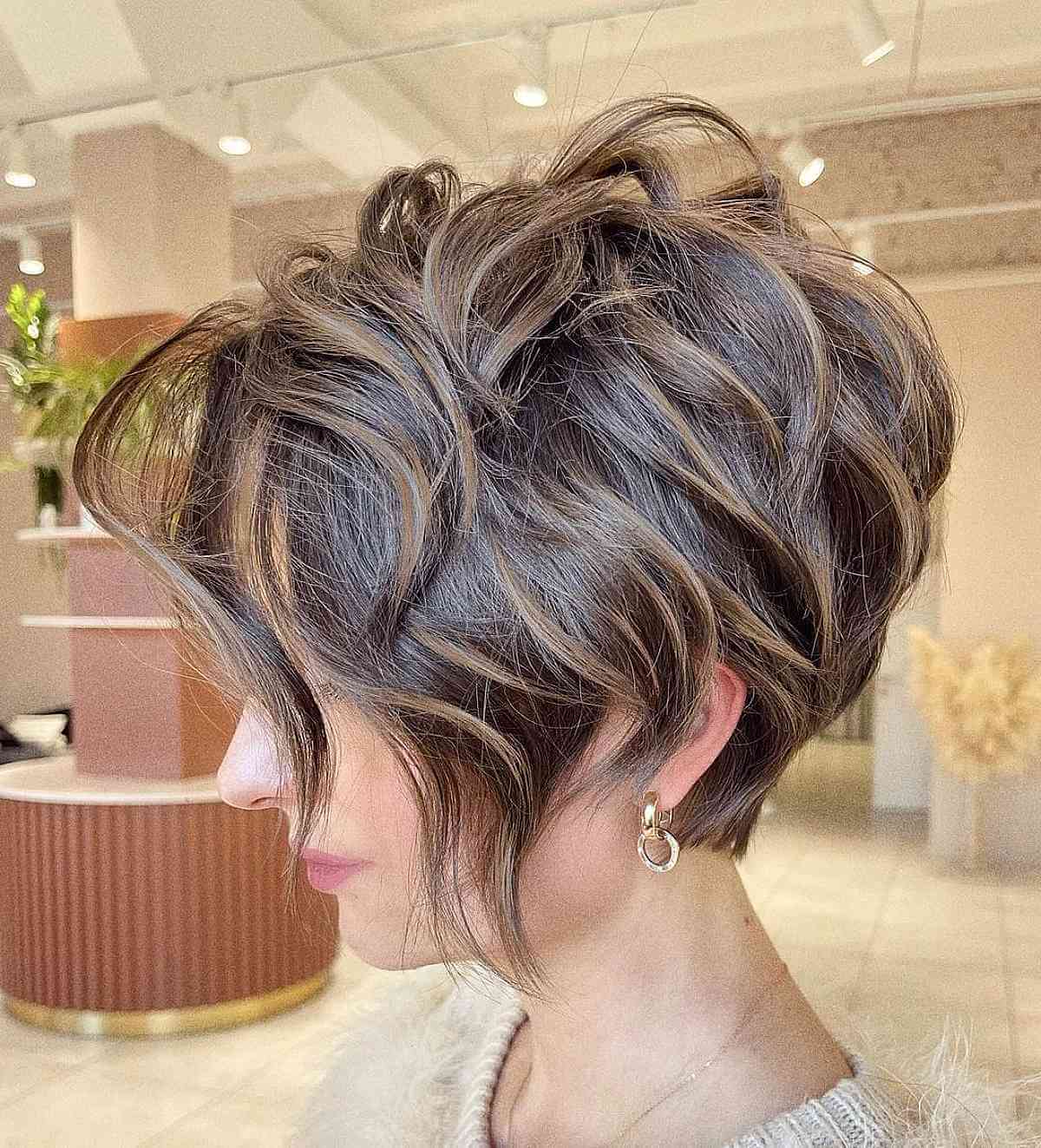 Stylish Pixie on Wavy Locks