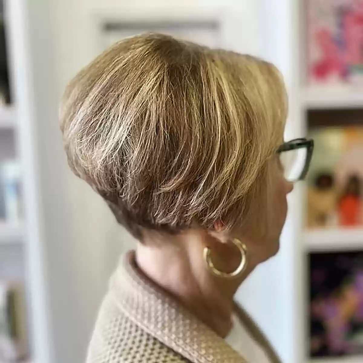 Stylish Pixie Wedge Bob with Short Stack for older women 60s and above