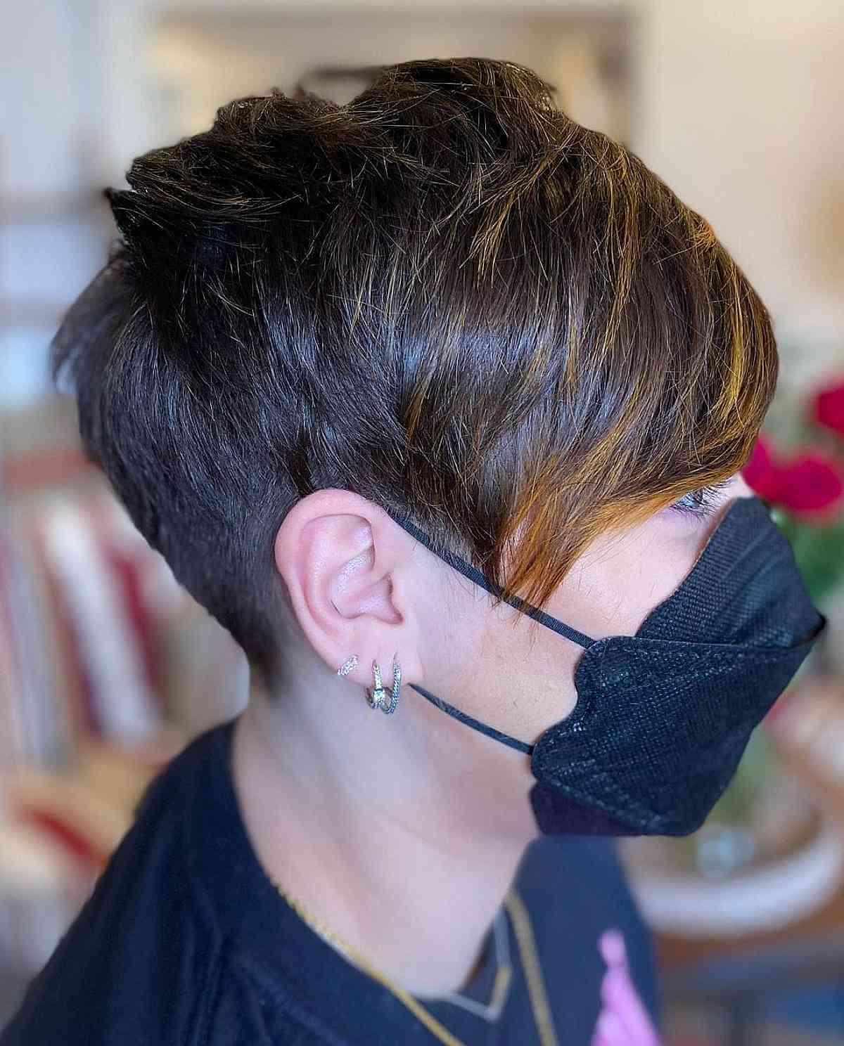 Stylish Pixie with Bangs and Soft Highlights