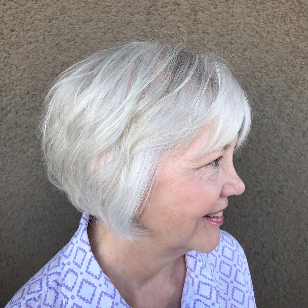 Stylish Short Bob with Bangs for Women Over 60