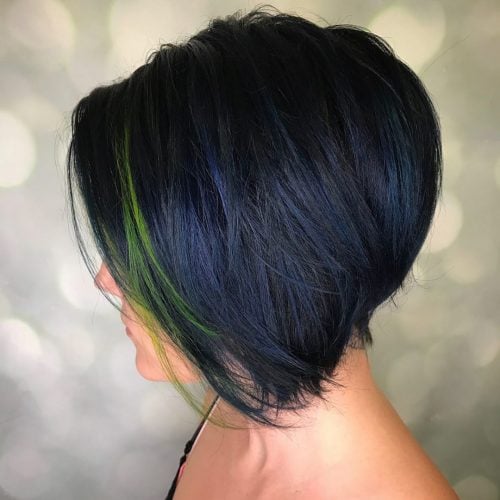 Stylish dark blue and black hair