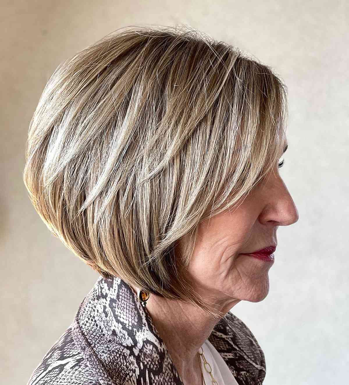 Stylish Short Layered Bob for Thick Hair Women Seventy and Up