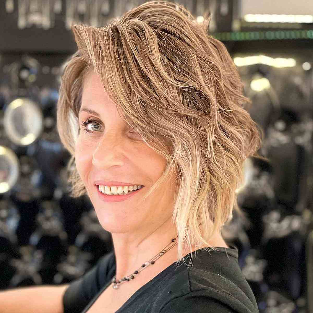 Stylish Short Layered Haircut for Women Over 50 with Thicker Hair
