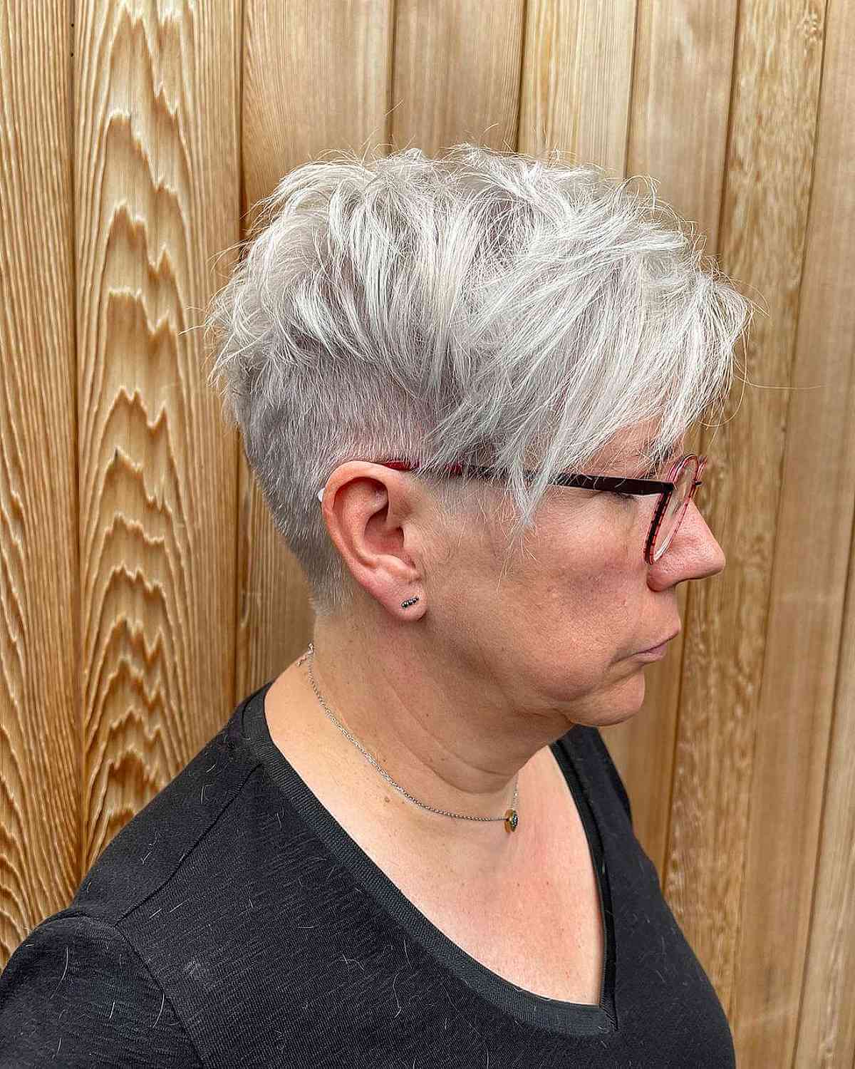 Wash-and-Go Hairstyle Tapered and Disconnected Pixie Cut for Women Over 60