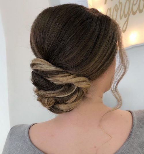 Image showcasing a stylish two-toned twists formal easy updo