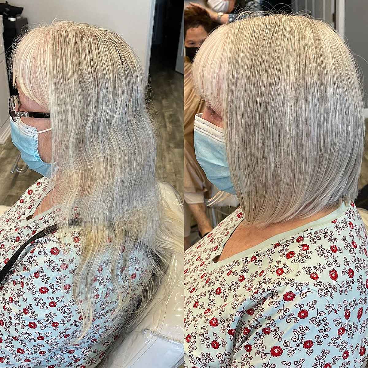 Chic Wash-and-Wear Silver Bob with Bangs for 60 Year Olds