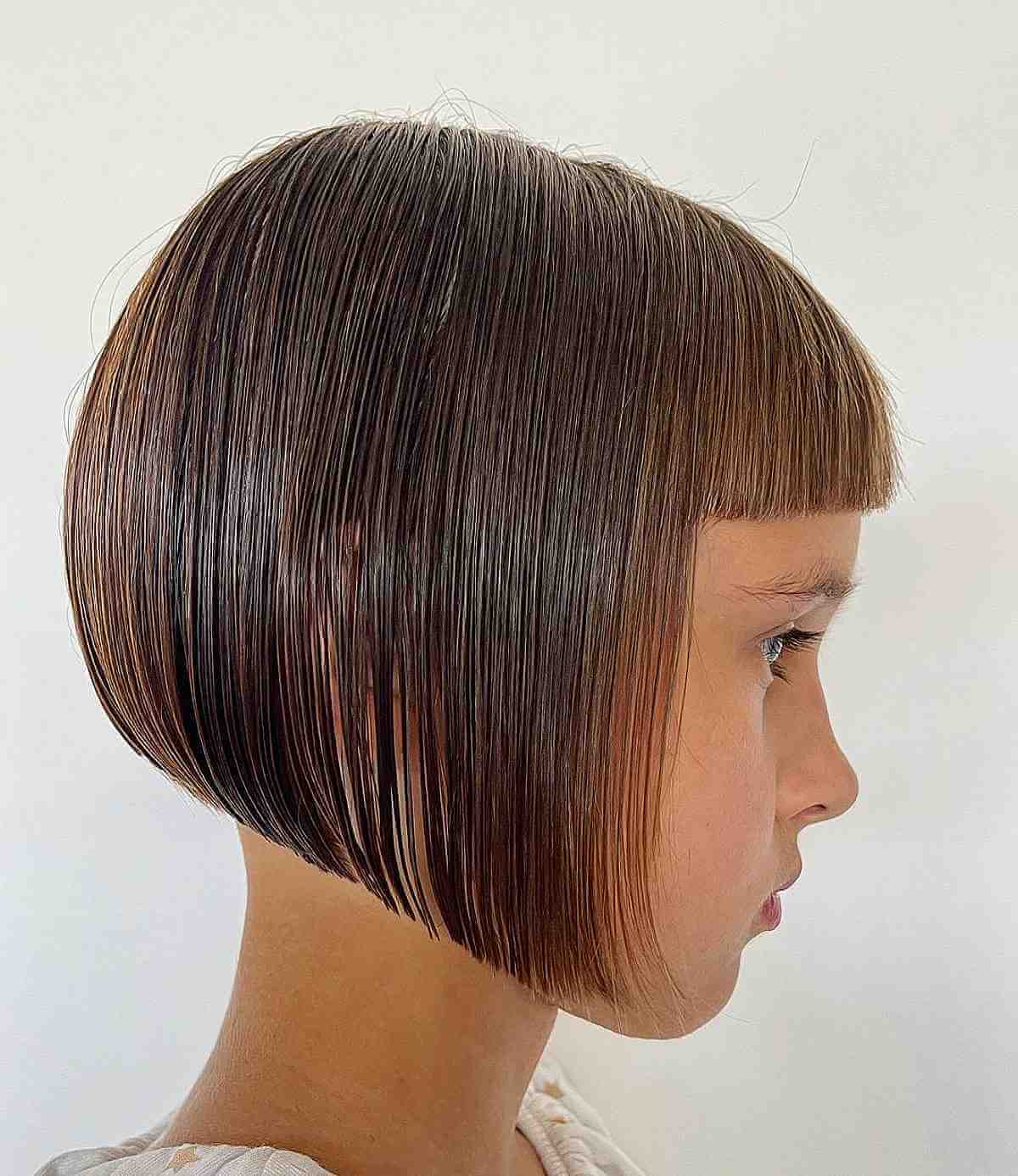 Stylishly Crafted Short Bob with Bangs for Little Girls
