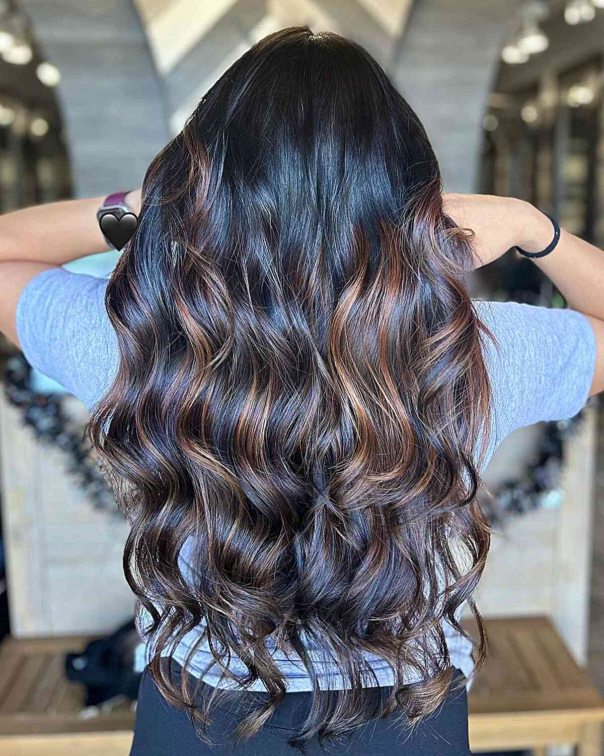 Delicate Caramel Balayage on Long Darker Hair