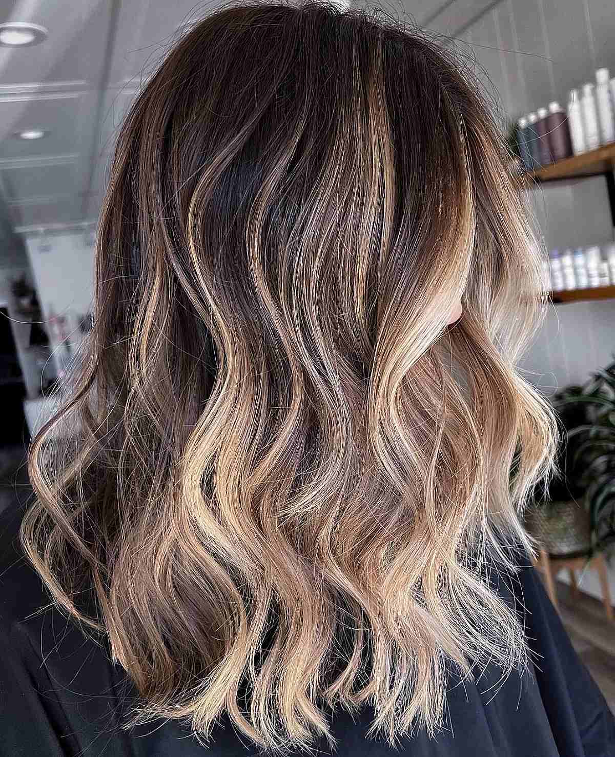 Subtle Caramel Blonde Balayage For Dark Hair