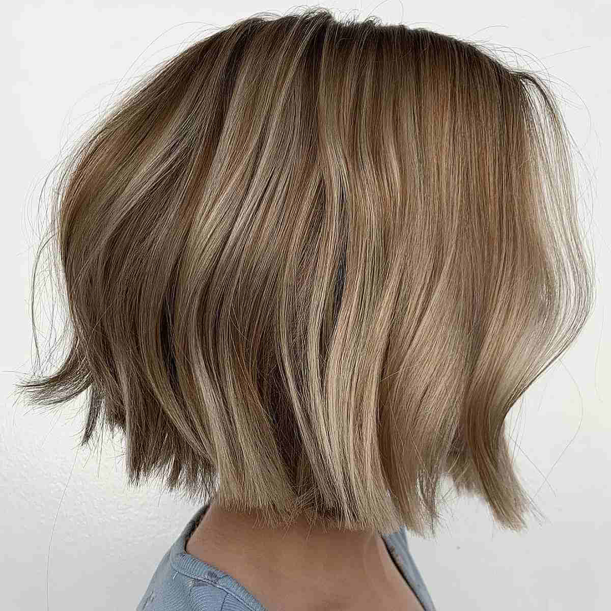 Chic Dark Blonde Blunt Choppy Bob with Layers for Thick Hair