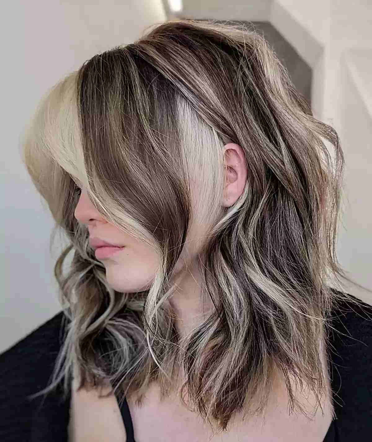 Edgy Brown and Blonde Diffused Color Block for Women