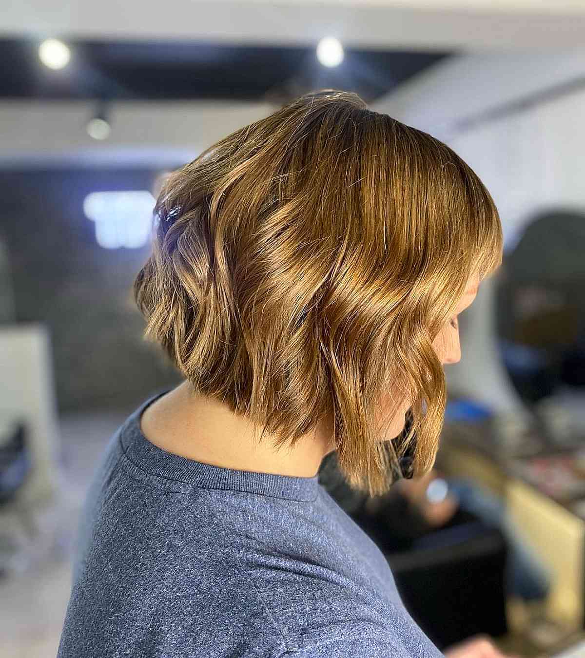 Subtle Light Brown Bob with Gentle Waves for Short Hair