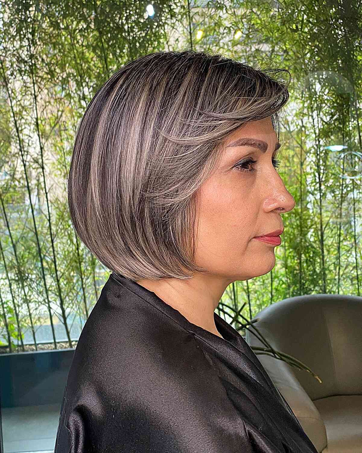 Subtle Lowlights for a Brown Bob Haircut