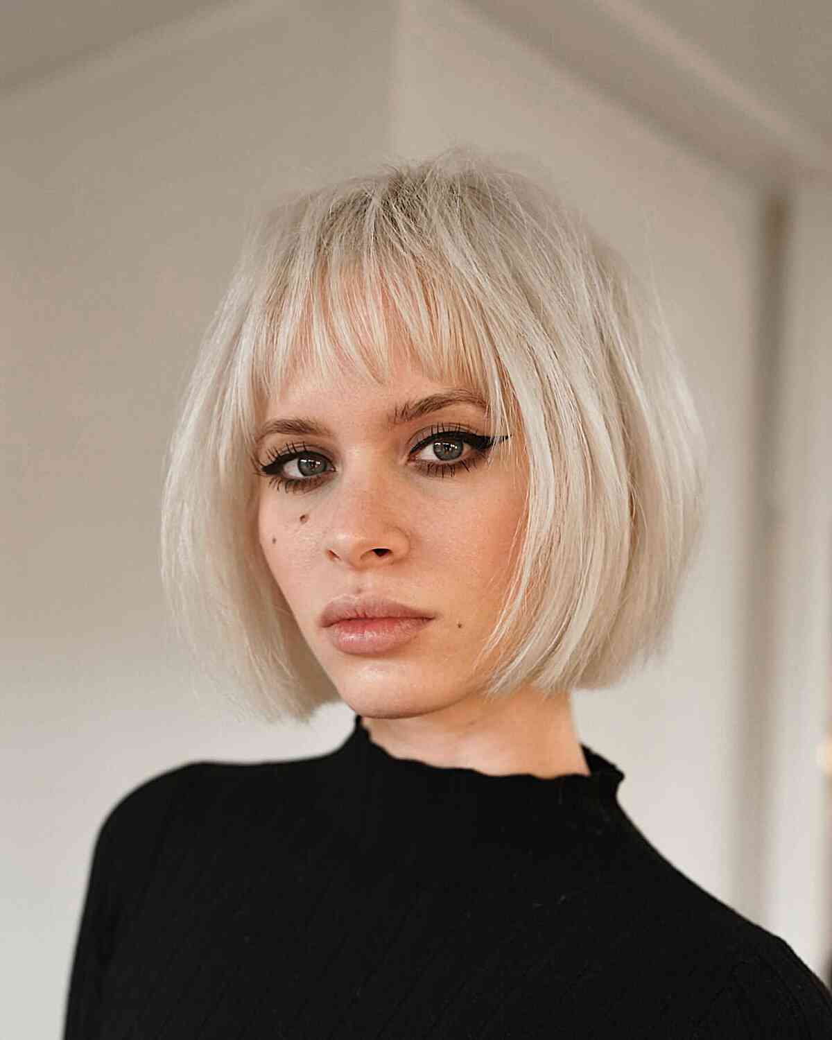 Short Soft Blunt Bob with Delicate Fringe