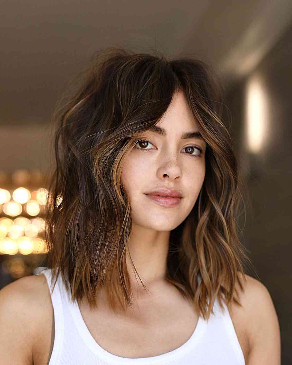 Subtle Teasy Highlights for Collarbone-Length Hair