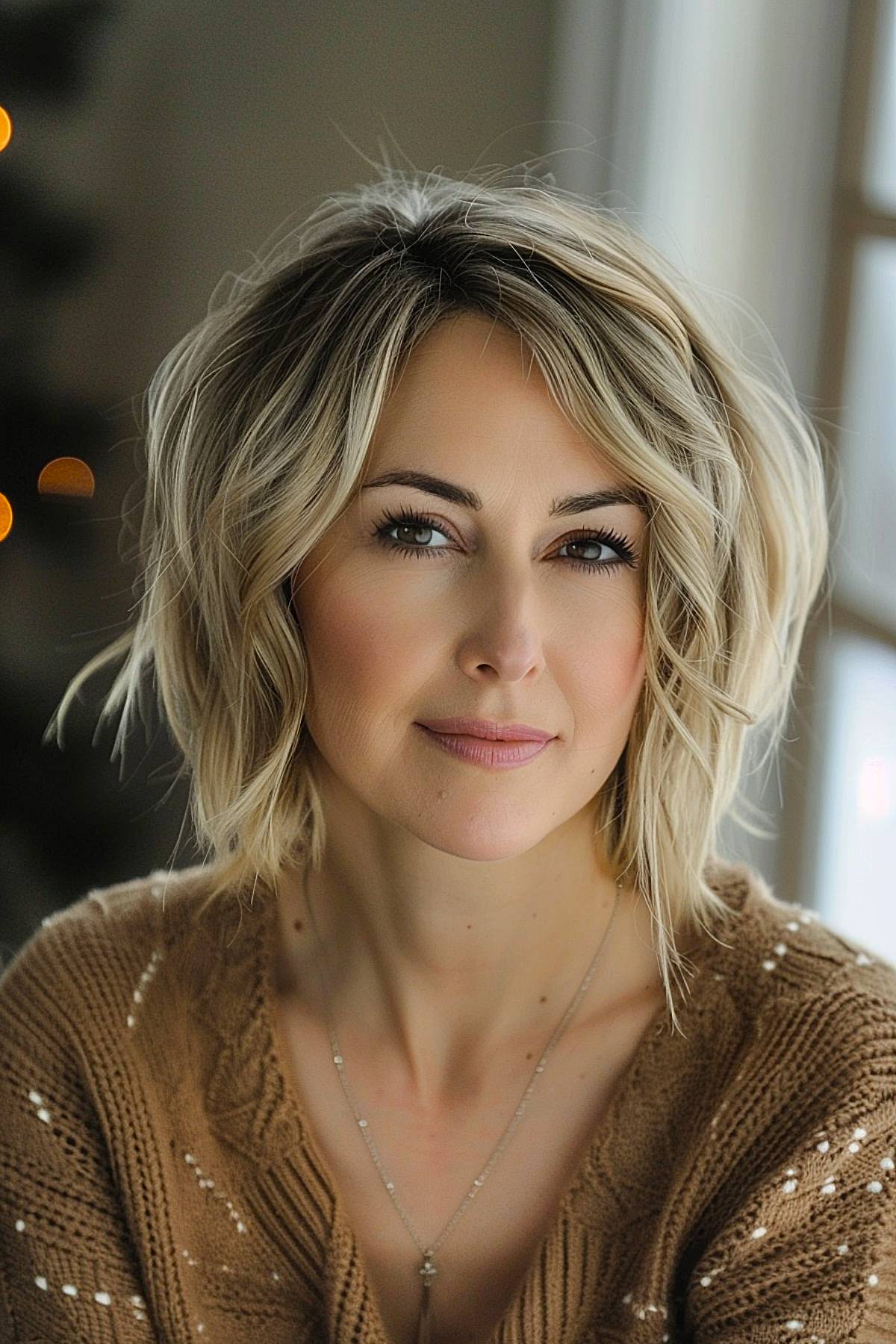 Sun-kissed blonde choppy bob for fine hair with layers