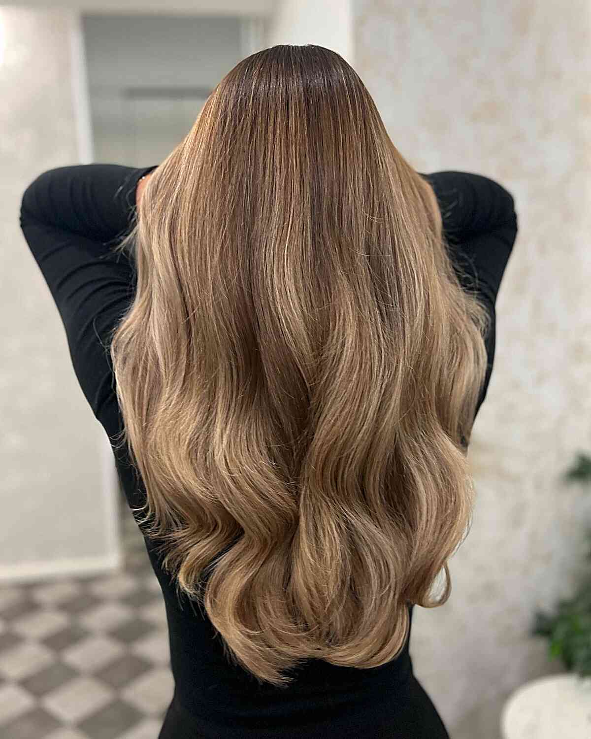 Long Sun-kissed Dishwater Blonde Hair with Root Shadow