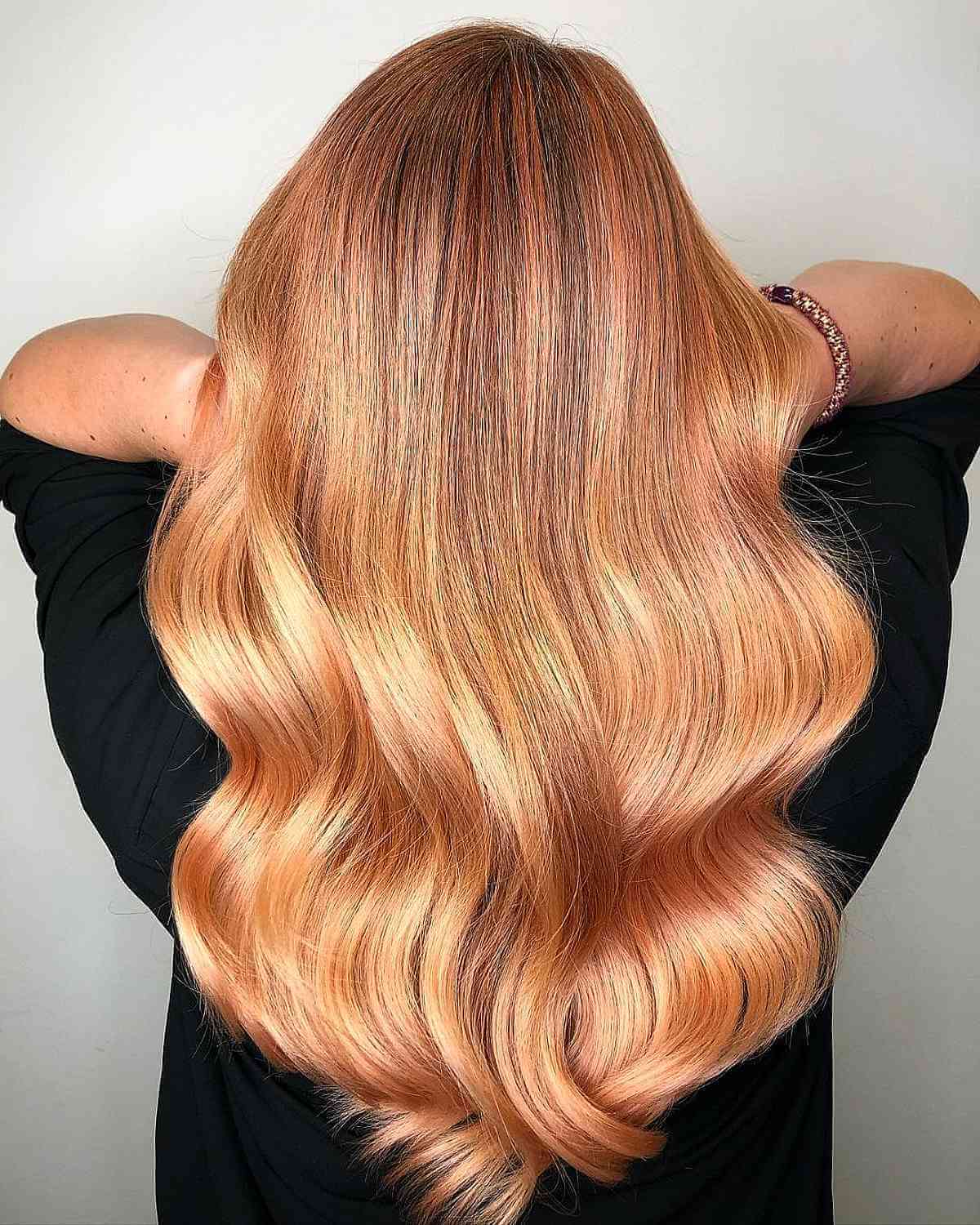 Summer Sun-Kissed Peach Wavy Hair