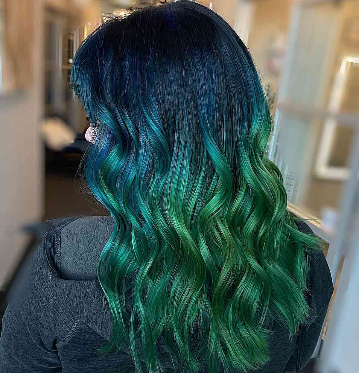 Teal and Green Mermaid Ombre Hair