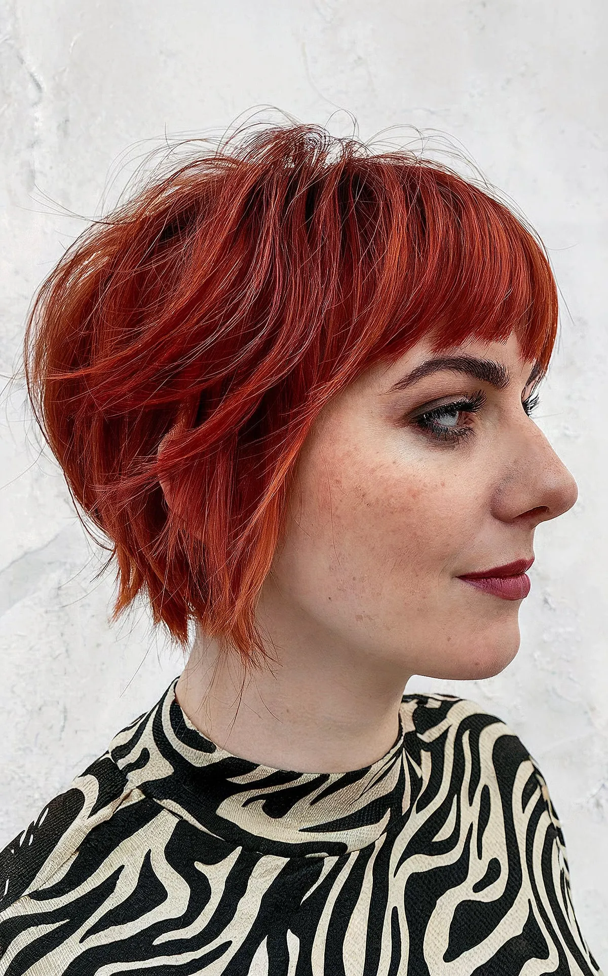 Layered Stacked Bob with Textured Bangs