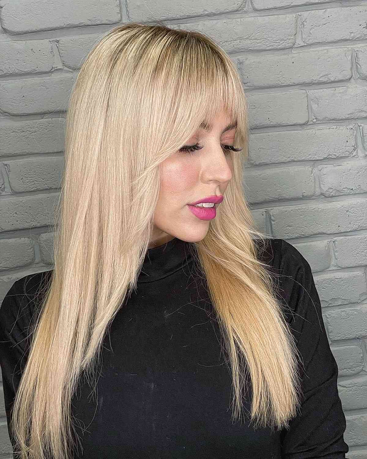 Textured Bangs with Soft Face-Framing Layers