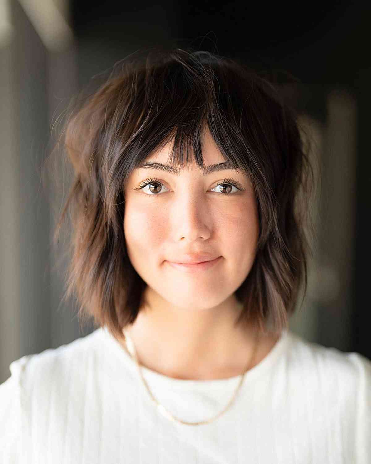 Textured Bob at Neck Length for Fine Hair