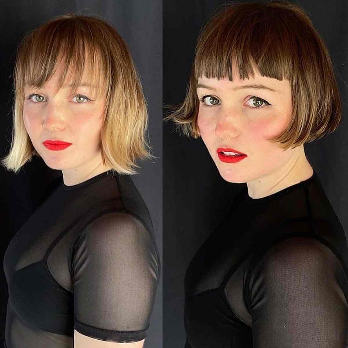Textured Bob Hairstyle with Fringe at Ear-Length