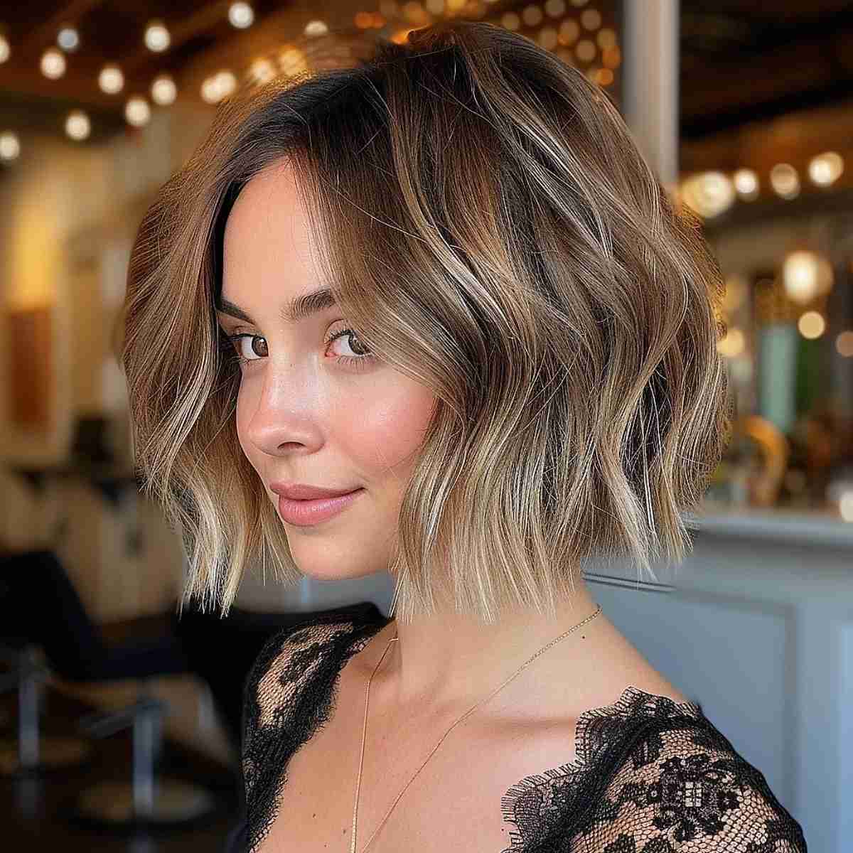 Textured Bob with Dark Blonde Highlights