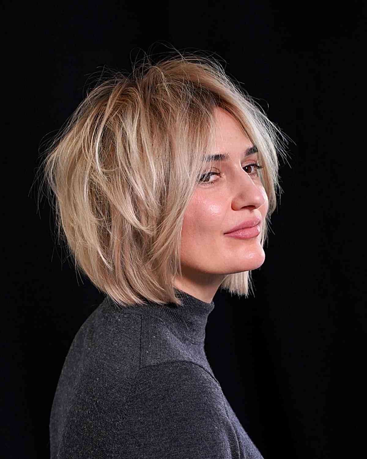 Textured Bob with Layered Chops