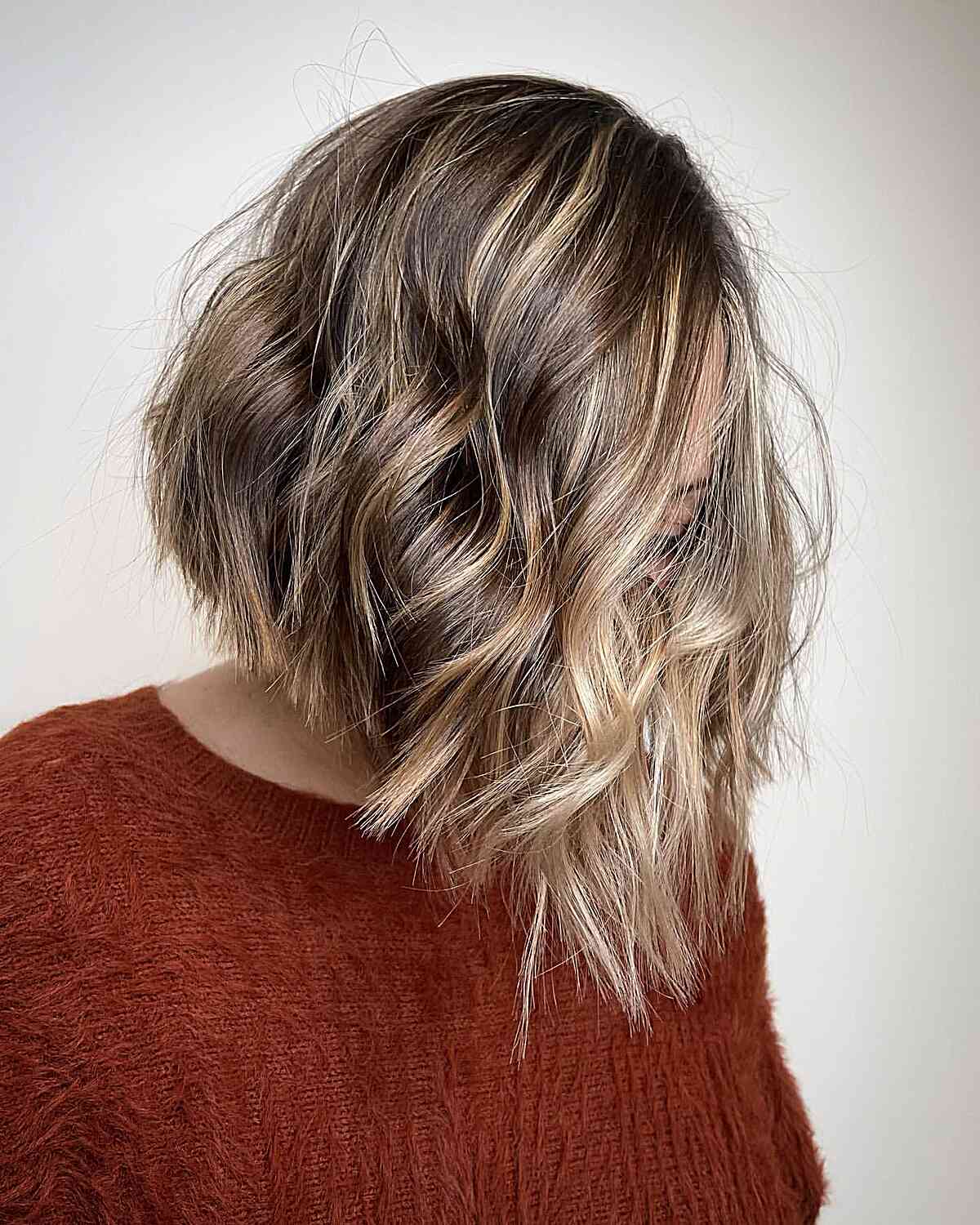 Textured Long Inverted Bob with Layers