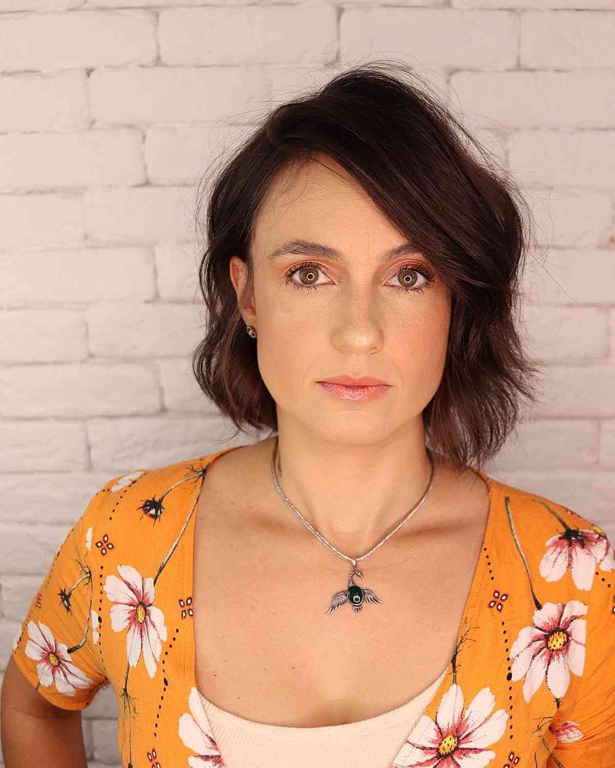 Textured Bob with Side Part for Square Face Shapes