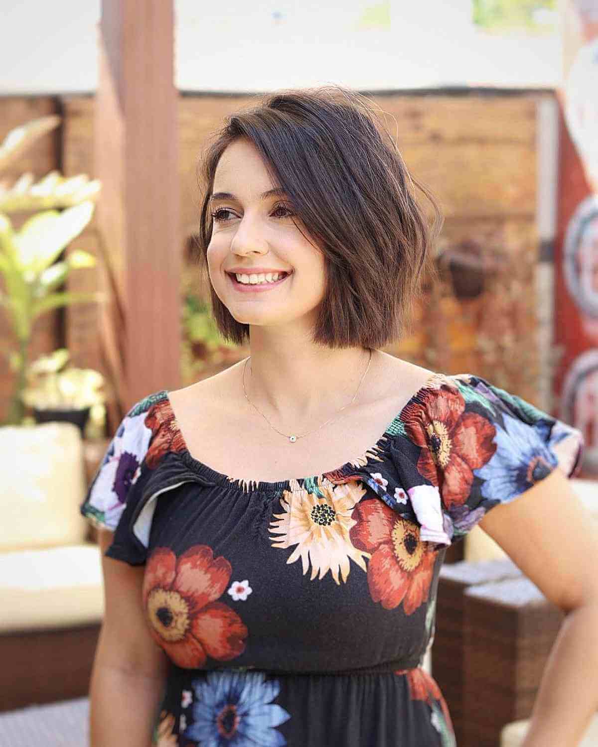 Textured Bob with Straight Ends and Layers for Thick Hair