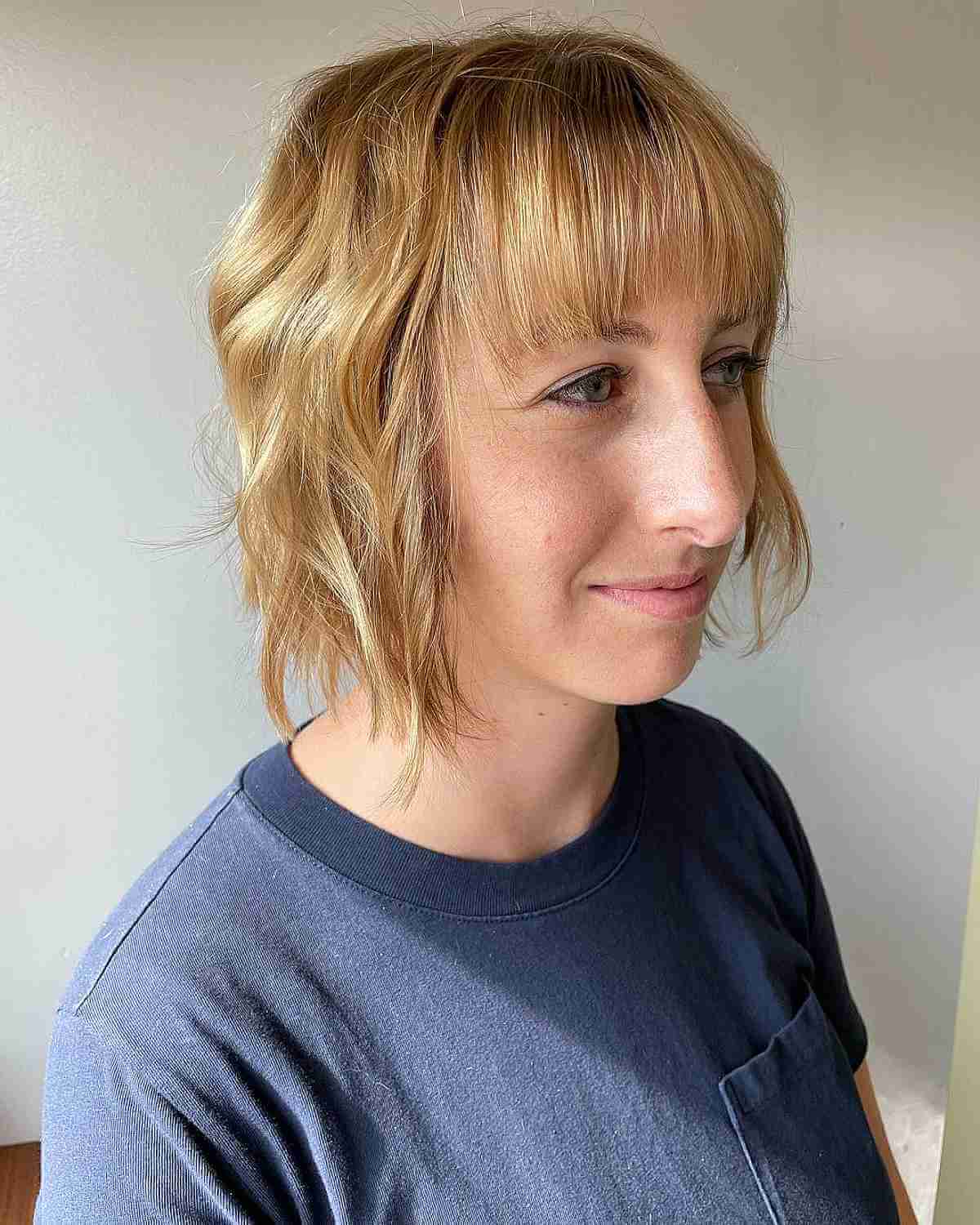 Textured Bob with Surf-Inspired Waves and Smooth Bangs