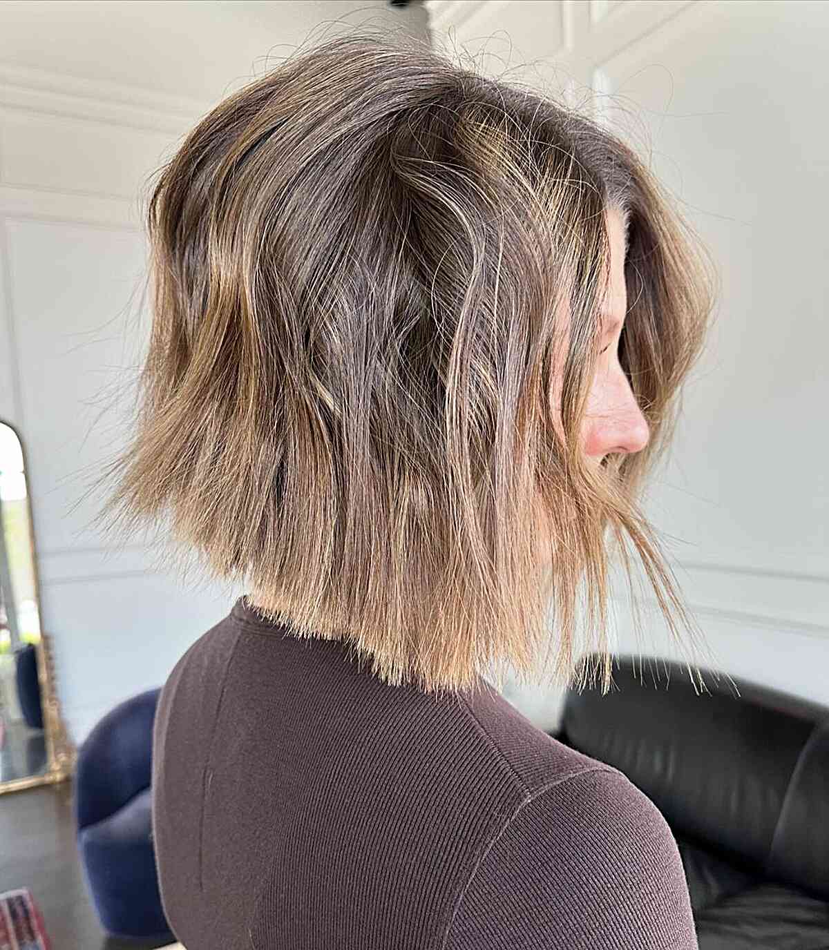 Inverted Textured Bob with Tousled Waves