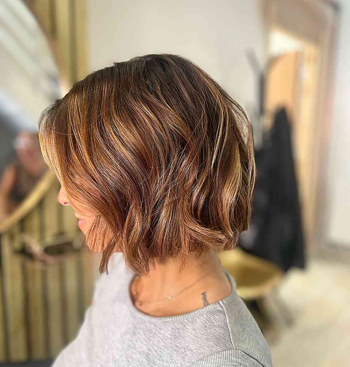 Short Textured Bronde Bob for Fine Hair
