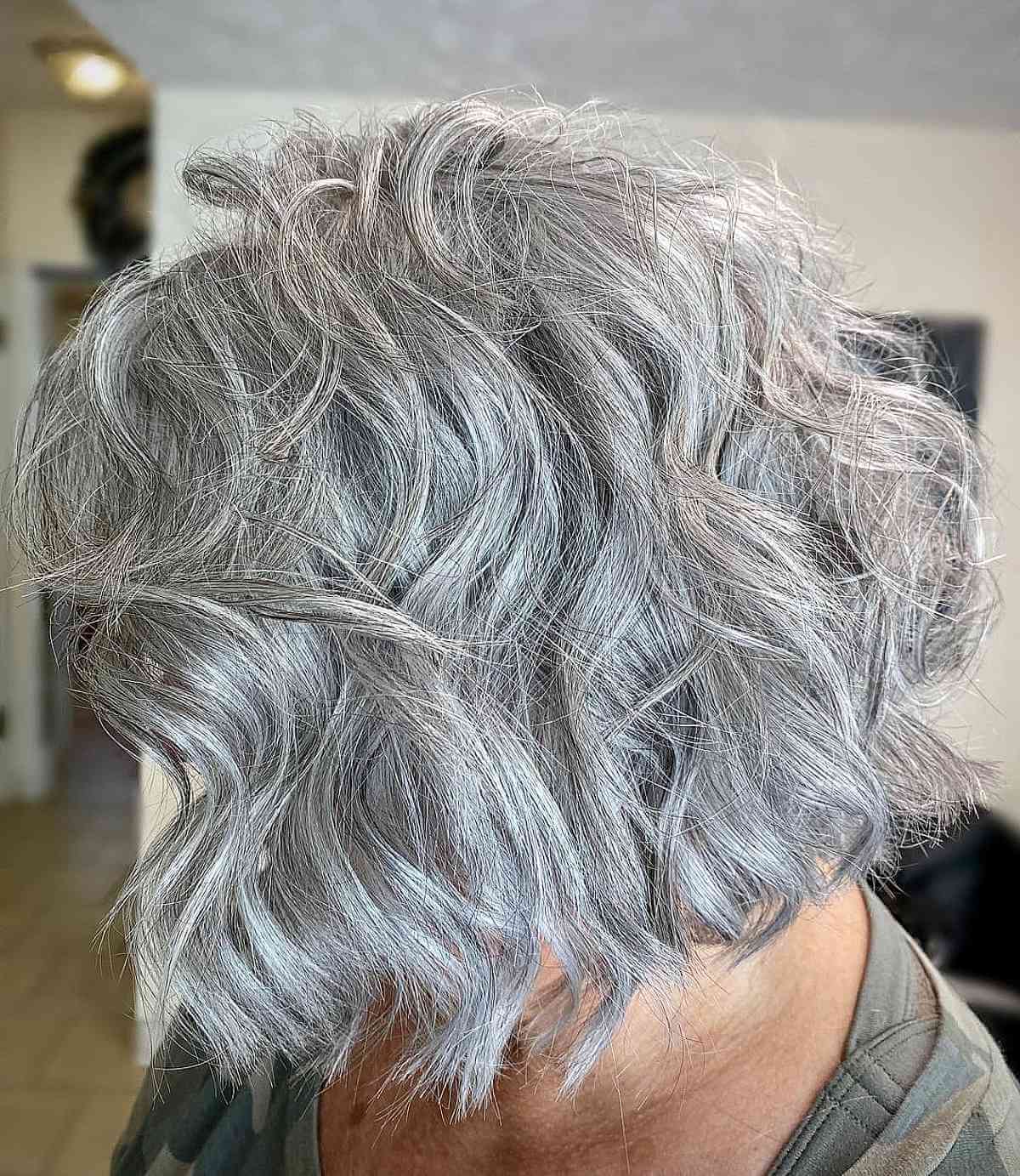 Textured Choppy Bob on Wavy Locks for Women Over 60