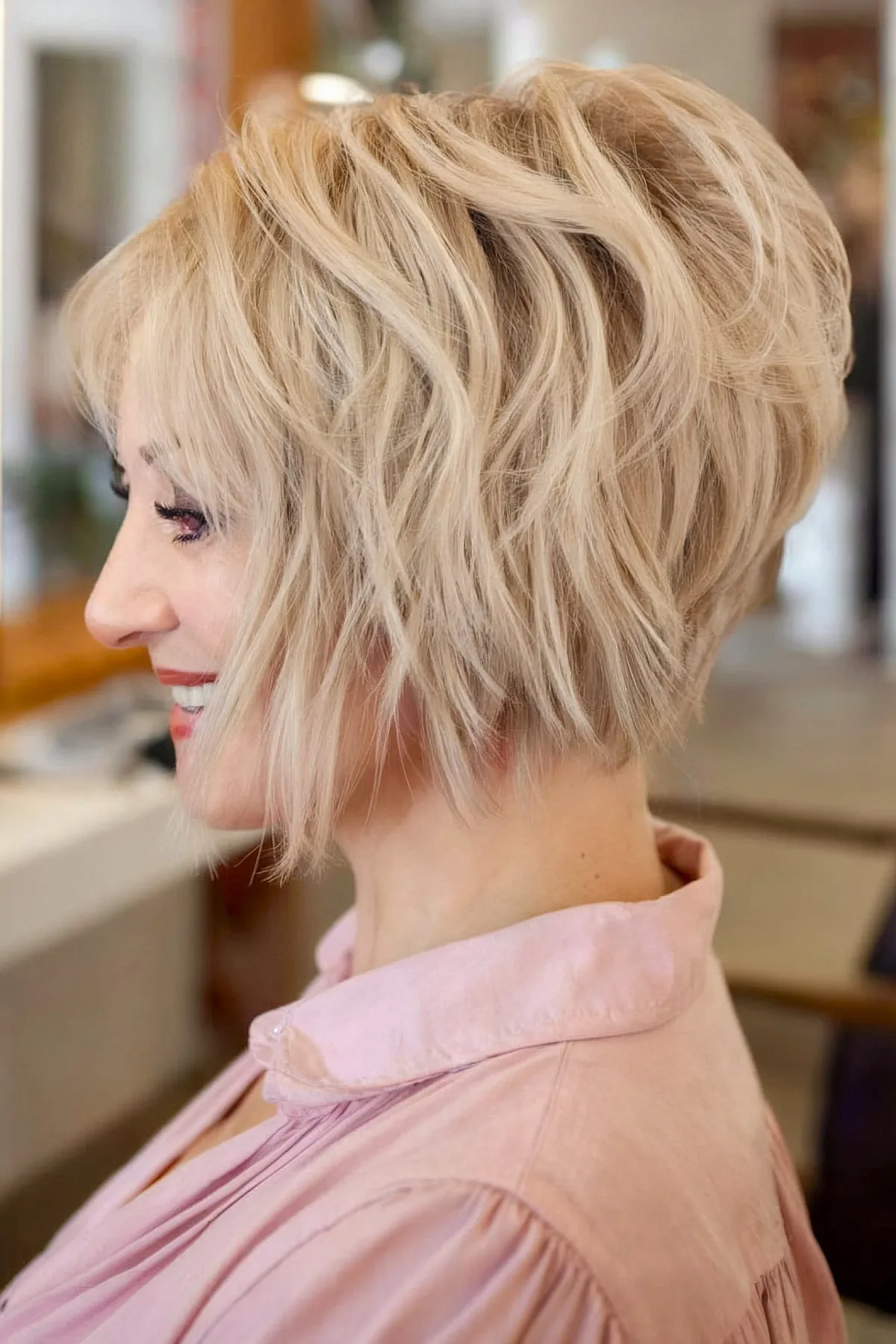 Textured Choppy Bob with Layered Dimensions for Women Over Forty