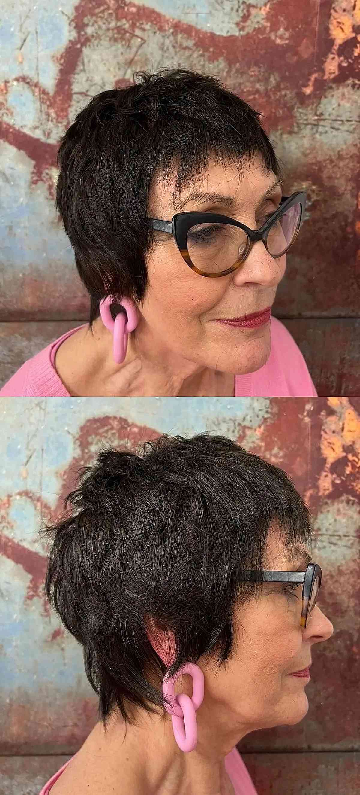 Textured Choppy Shag for Full Hair for a Lady Over 70-Years-Old