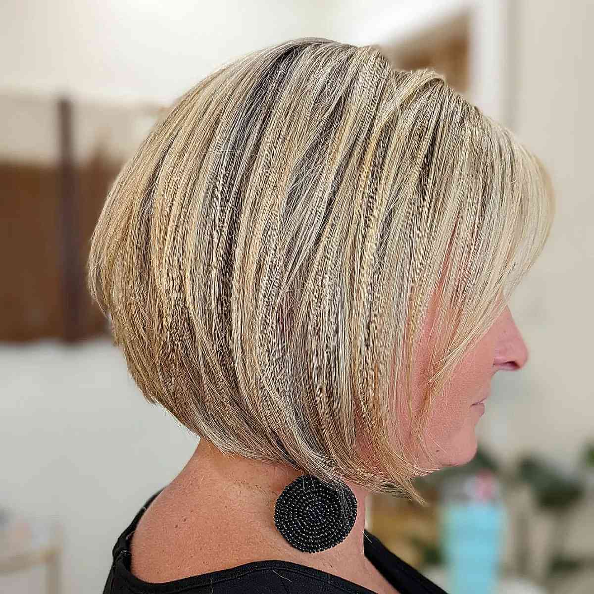 Textured Concave Neck-Length Bob Cut