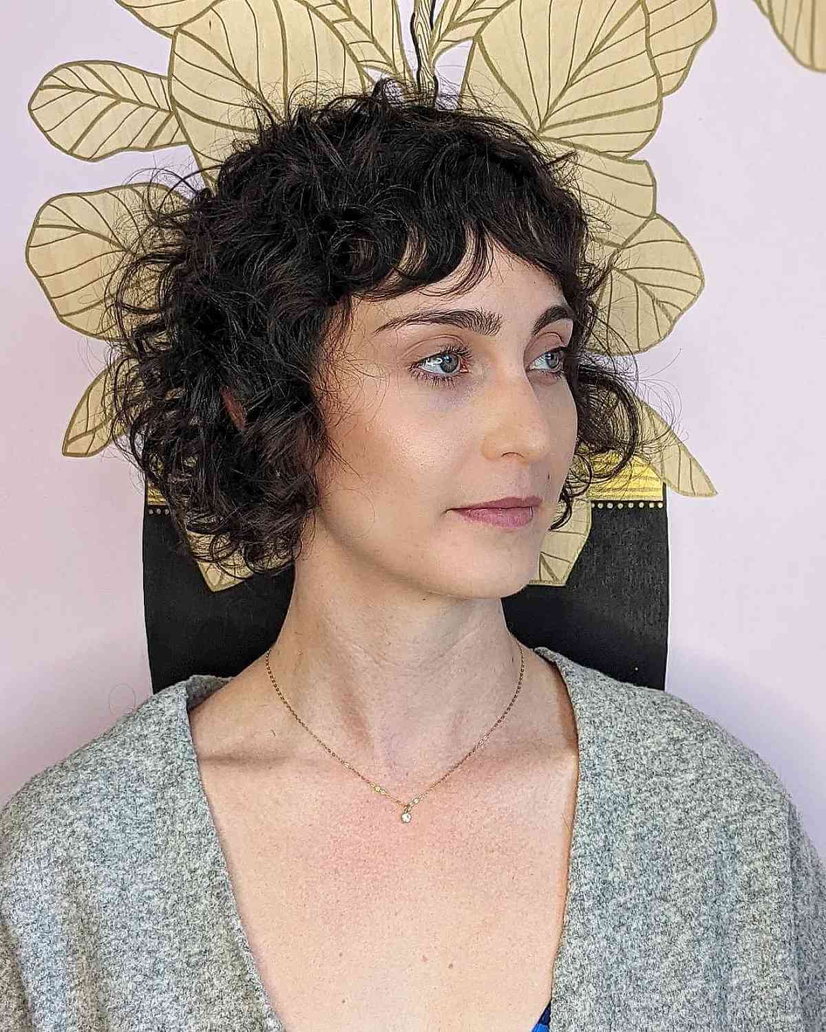 Textured Curly Razor Cut Bob for Chin-Length Fine Hair