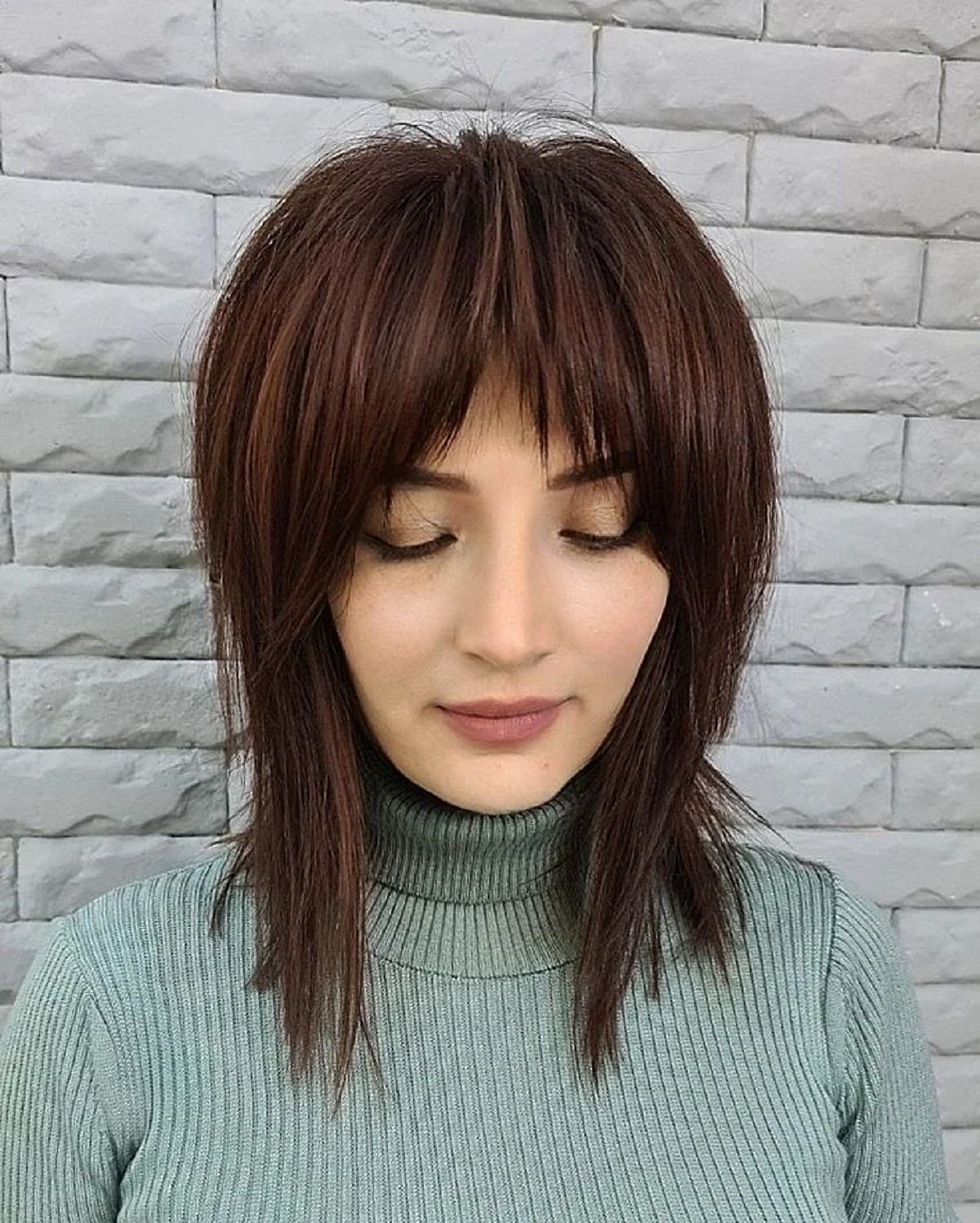 Textured Curtain Bangs and Layers