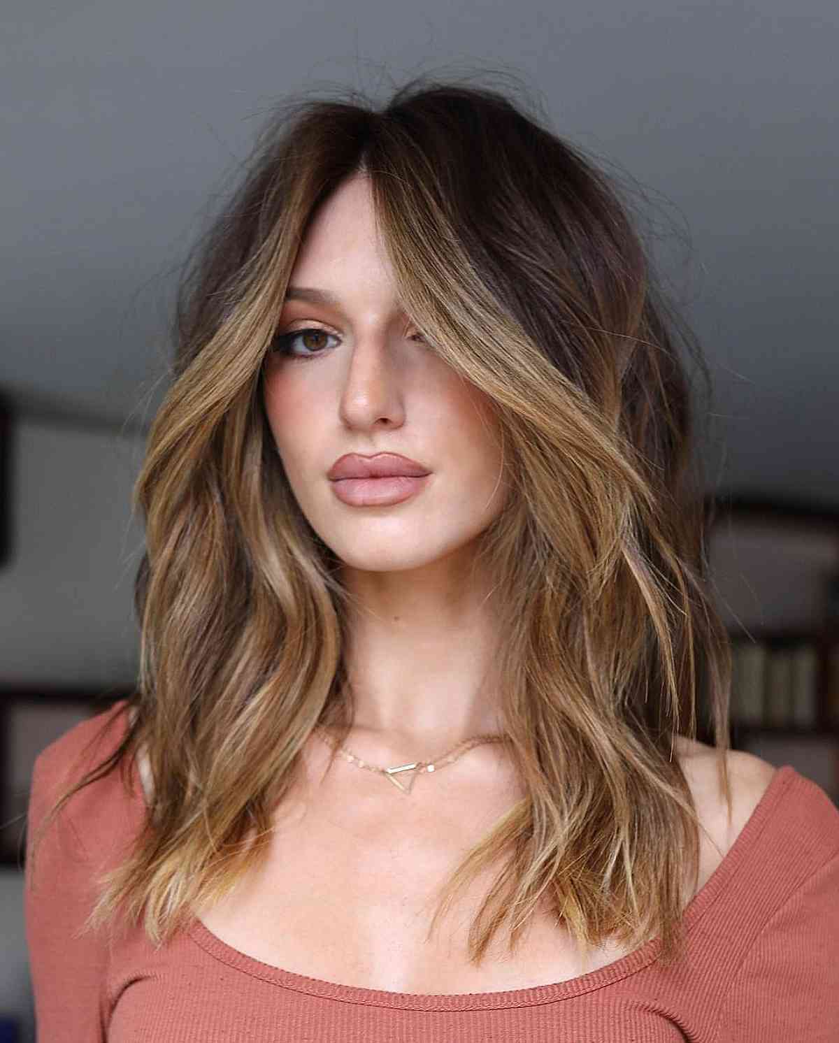 Soft textured balayage casual hairstyle