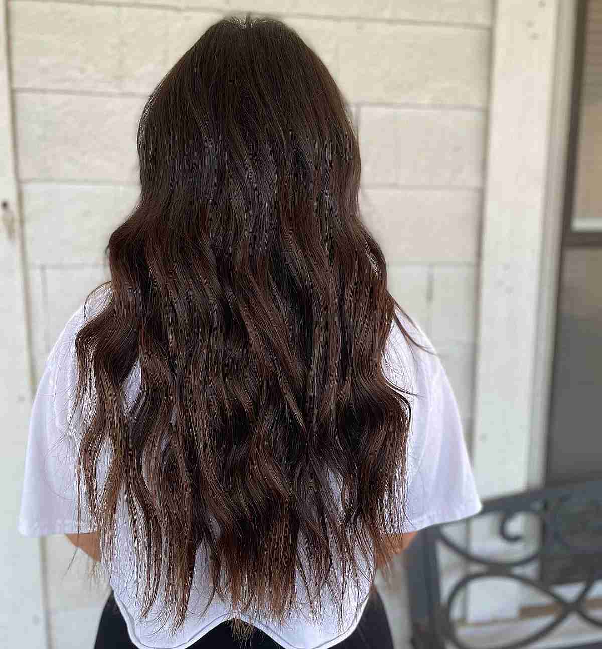 Textured Ends with Wavy Dark Brown Locks