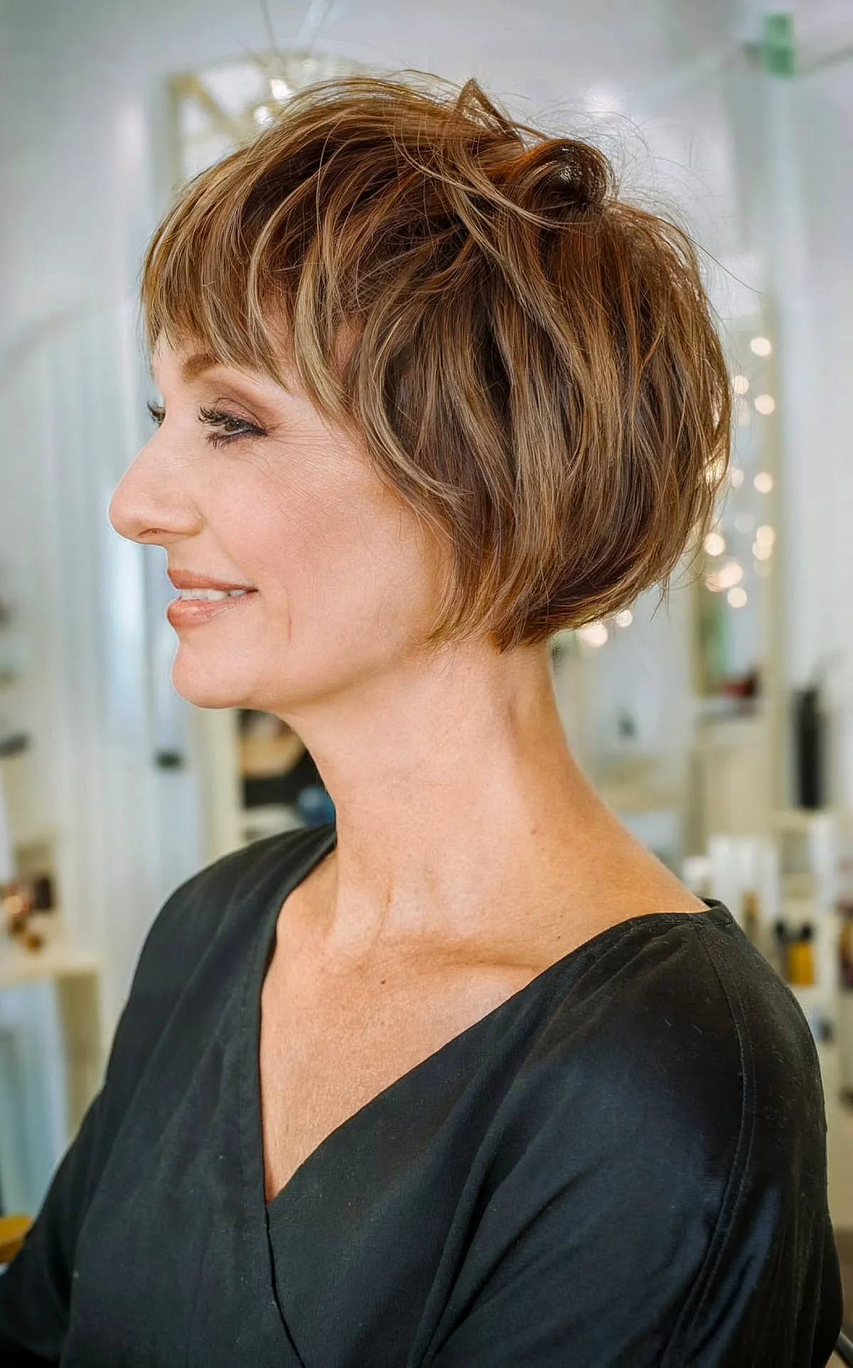 Textured French Bob for Thinning Hair for Ladies 40 and Over