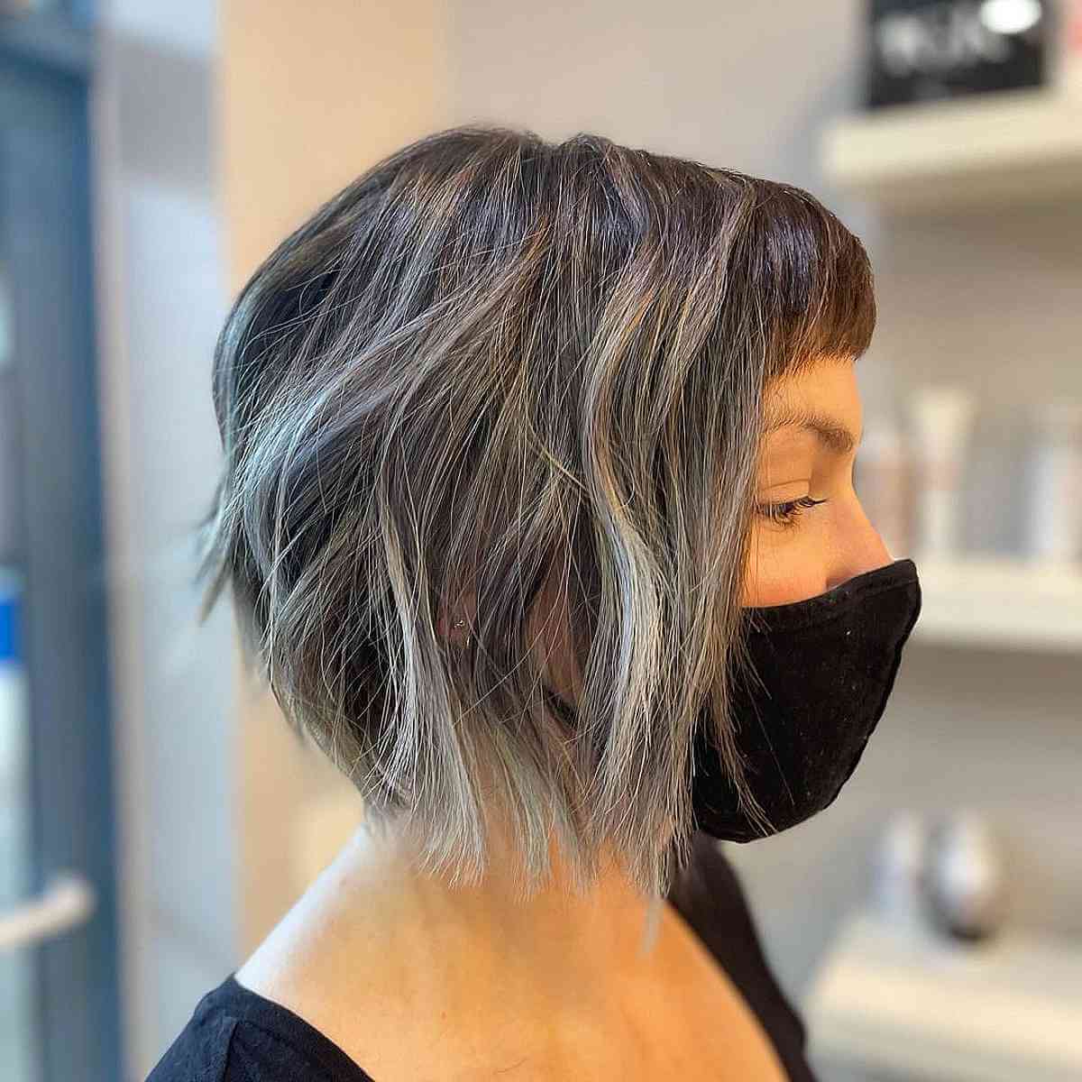 Textured Inverted Bob with Short Bangs