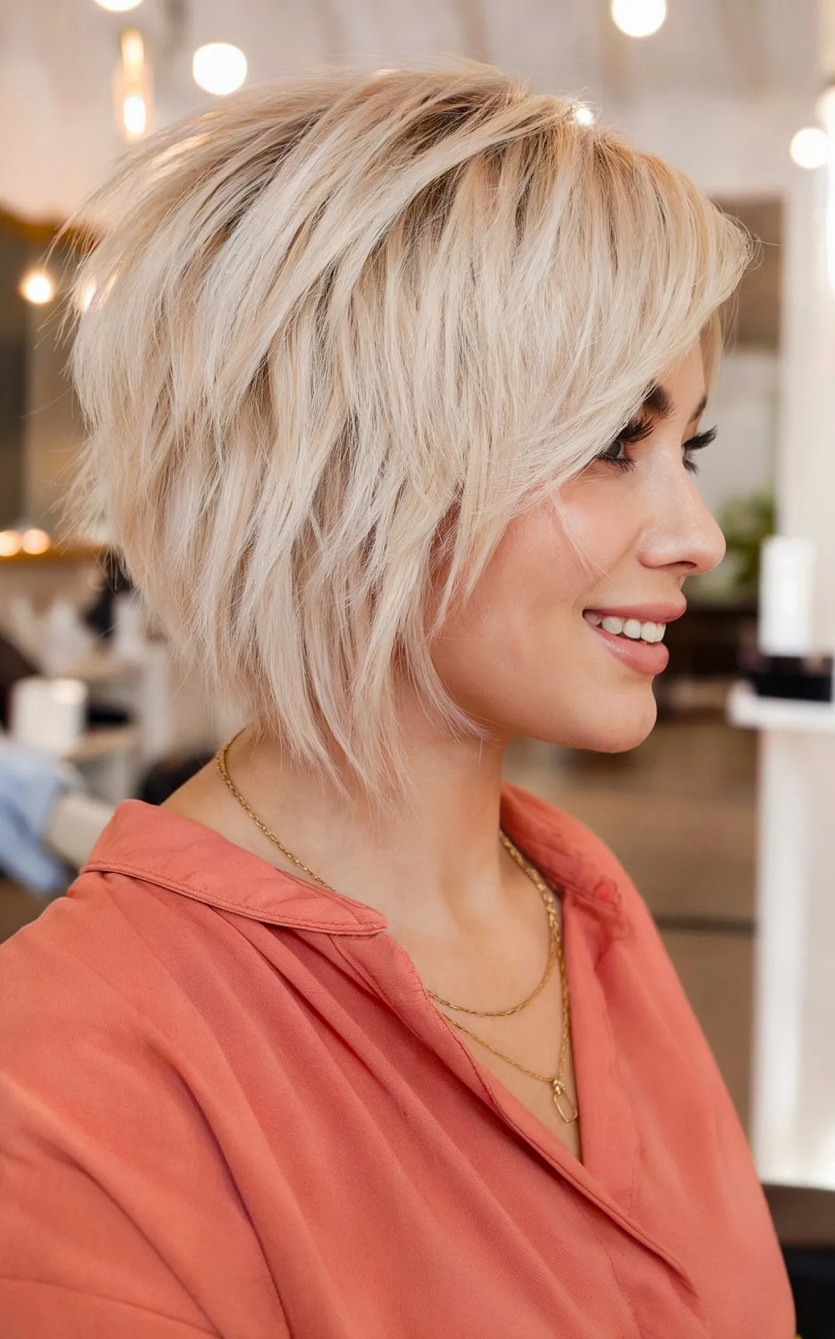 Textured Layers and Extended Bangs for Bobbed Hair