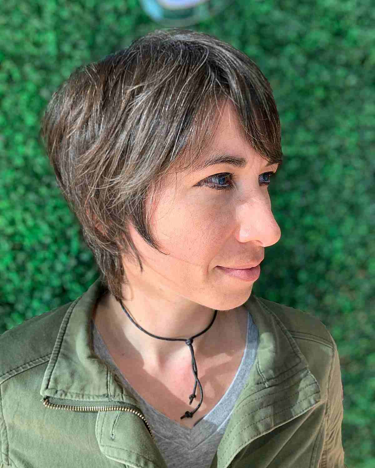 Long Shaggy Pixie with Textured Layers and Side-Swept Bangs