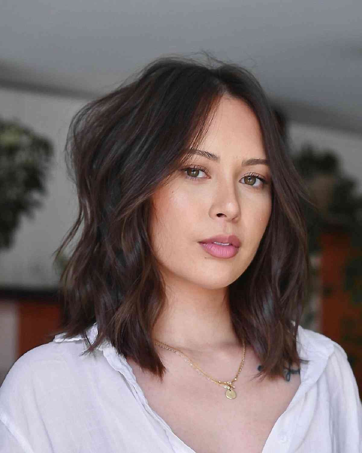 Textured Lob with Framing Layers for Fine Hair