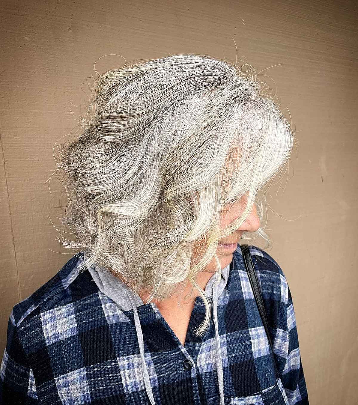 Textured Lob with Gentle Waves for Elderly Women Past Sixty