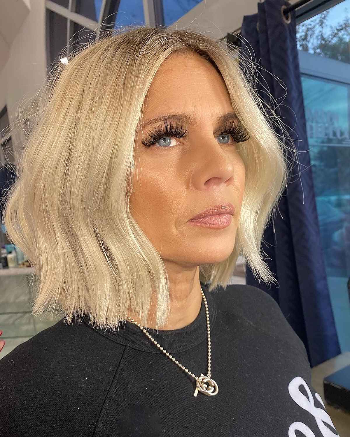 Textured Long Blunt Bob